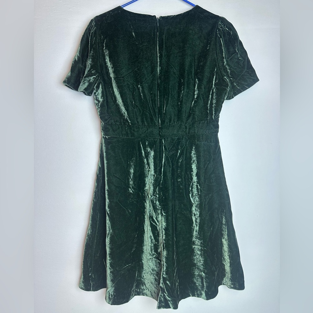 Madewell Dark Green Velvet Mini Dress - Picture 7 of 11